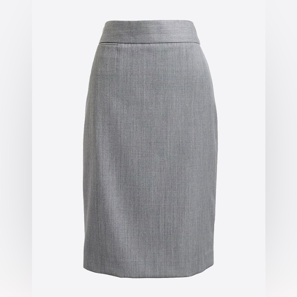 J. Crew Factory Lightweight Wool Elegant Gray Pencil Skirt Heather Flannel